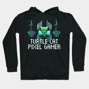 Turtle Lover Pixel Cat 8 Bit Gamer Hoodie